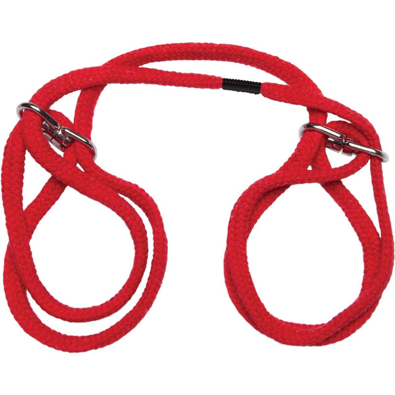 Japanese Style Bondage Cotton Rope Cuffs in Red - Red Mansion