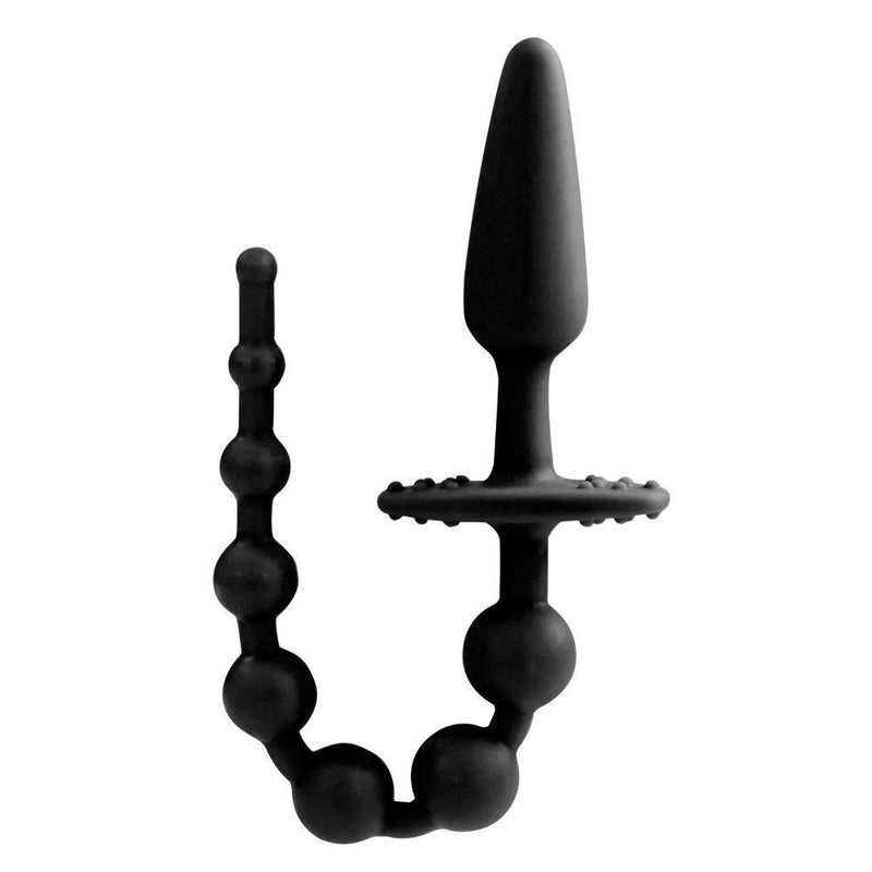 Butt-On 2-in-1 Butt Plug & Booty Beads in Black