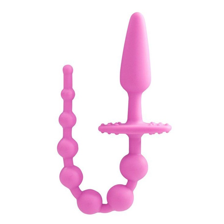 Butt-On 2-in-1 Butt Plug & Booty Beads in Pink