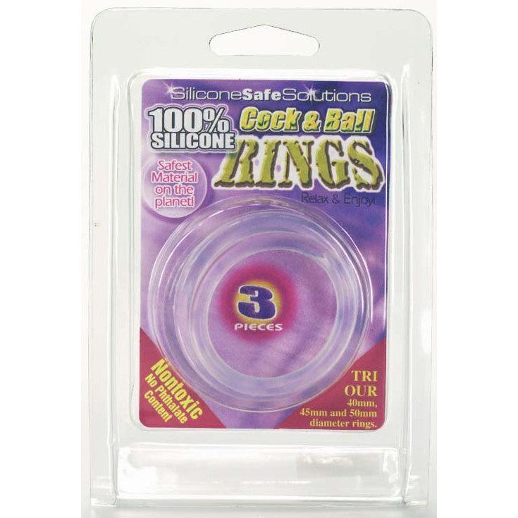 Cock & Ball Silicone Rings in Clear