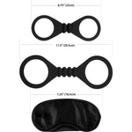 Kinx Bound to Please Blindfold, Wrist & Ankle Cuffs in Black - Red Mansion