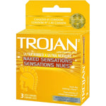 Trojan Ultra Ribbed Naked Sensations Latex Condoms in 3 Pack - Red Mansion